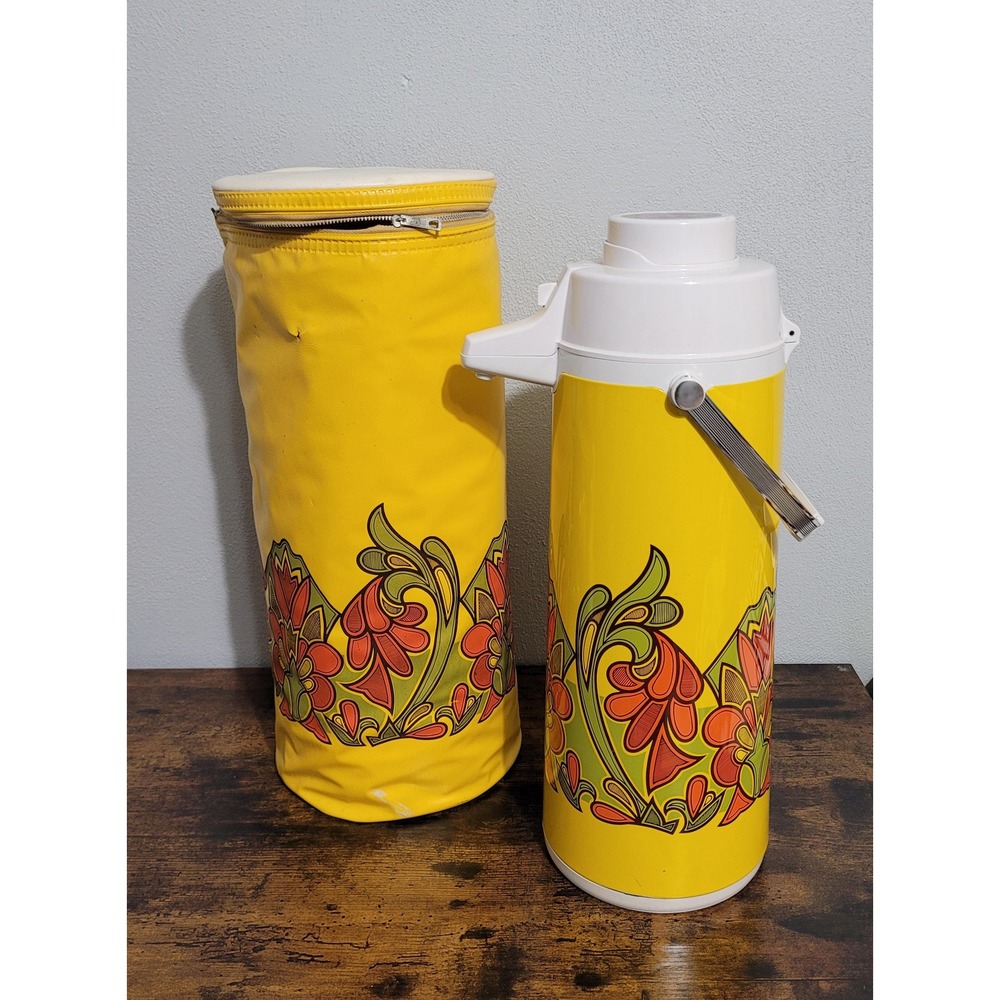 Vintage MCM Peacock Air Pot Coffee Beverage Dispenser Vacuum Thermos Carafe Bag‎